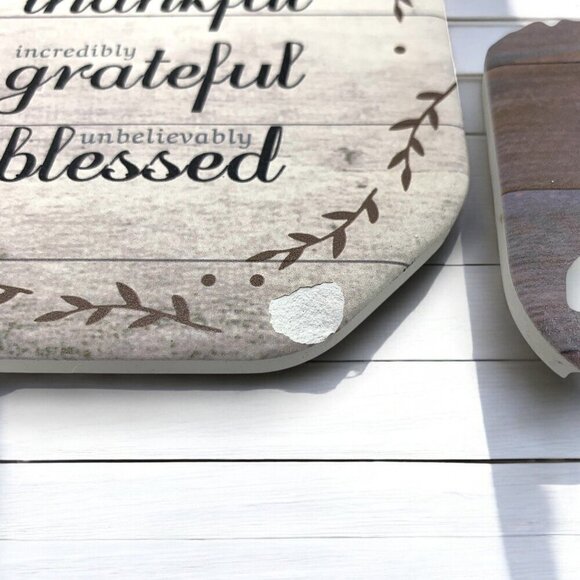 Home Sweet Home Themed Stone Coaster Set of Six With Stand White Natural Colors - Picture 3 of 4